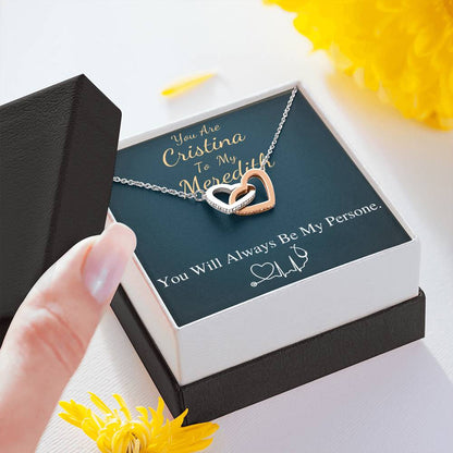 You Are The Cristina To My Meredith Necklace, Grey's Anatomy, Best Friend Gift, Grey Anatomy Gift, My Person Necklace, Linked Heart #0579