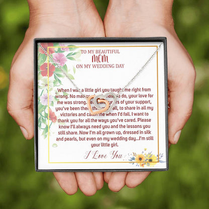 Interlocking Hearts Necklace, To Mom On My Wedding Day, Mother Of The Bride Necklace From Bride, Mother Of The Bride Gift From Daughter#0025