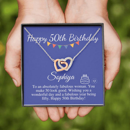 Personalized 50th Birthday Gift for Women, Happy 50th Birthday, Sterling Silver Necklace, 50th Birthday Gift For Mom, Sister, Friend #0679