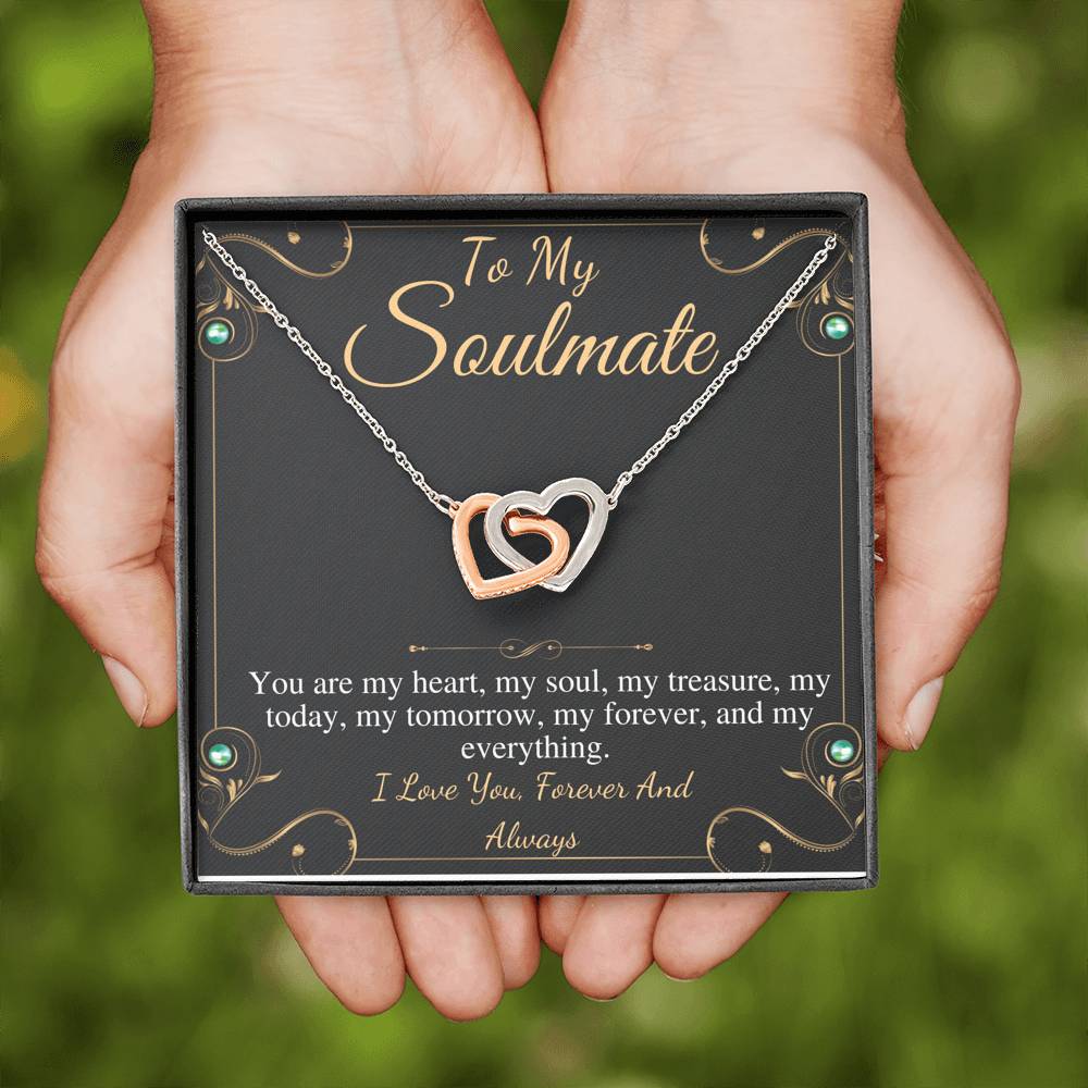 To my soulmate necklace, You are my heart, my soul, forever and always, wife gift, girlfriend gift, Wife Anniversary Gift,Linked Heart #0627