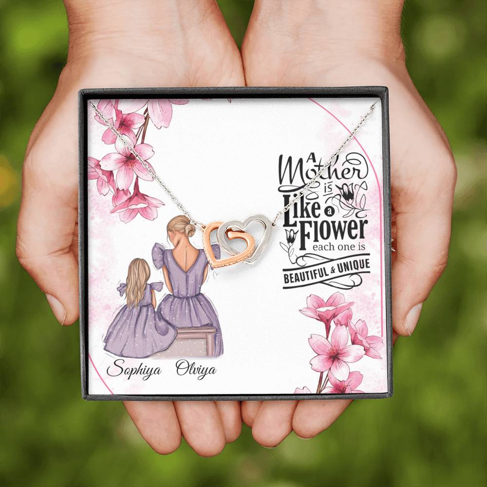 To My Beautiful Mom, Mother Gift Jewelry, Gift For Mother From Daughter, Necklace Gift For Mom, Gift Thank You Mom, Interlock Heart #0516