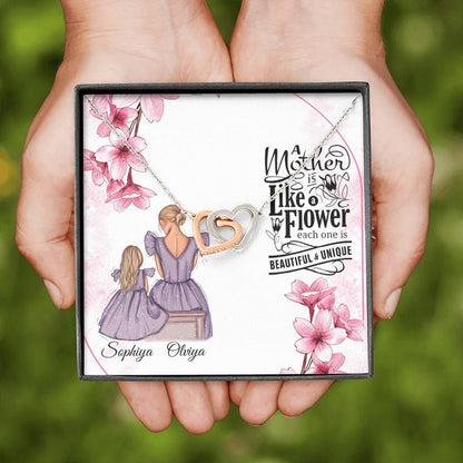 To My Beautiful Mom, Mother Gift Jewelry, Gift For Mother From Daughter, Necklace Gift For Mom, Gift Thank You Mom, Interlock Heart #0516