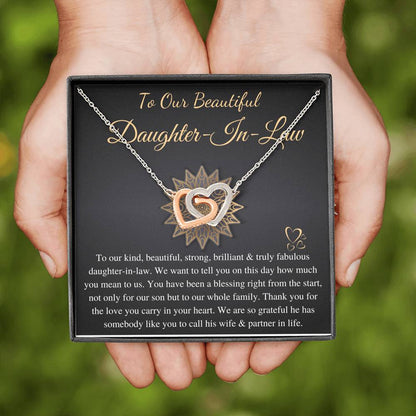 Daughter-In-Law Gift Necklace: Wedding Gift, Jewelry From Mother-In Law, Gift for Bride Linked Heart Necklace, Necklace For Bride  #0079
