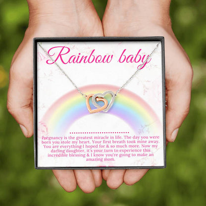 Rainbow Baby Gift for Mom, Rainbow Baby Card, Godchild Gift,Miracle Baby,Rainbow Baby Shower Gift,After Miscarriage,Interlocking Heart #0230