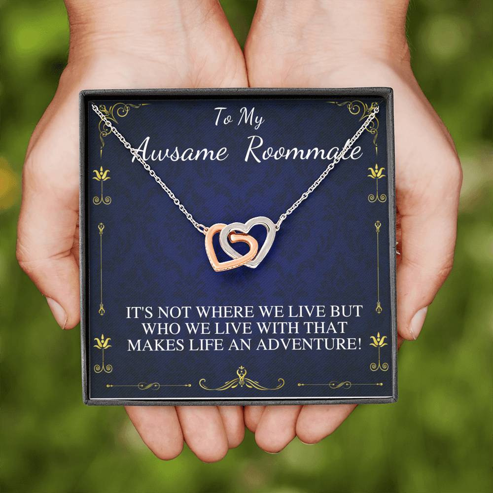 Gift for Roommate, Necklace for Roommate, Roommate Birthday Gift, Roommate Appreciation Gift, Roomie Christmas Gift, Linked Heart #0588
