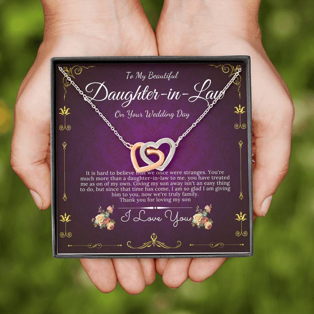Interlocking Heart , Daughter In Law Gift On Wedding Day, Future Daughter In Law, Daughter In Law Wedding Gift From Mother In Law, #0079