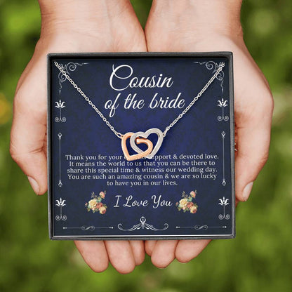 Interlocking Heart, Cousin Of The Bride Necklace Gift, Wedding Gift From Bride And Groom, Bridal Party Thank You Gift, Gift For Cousin #0139