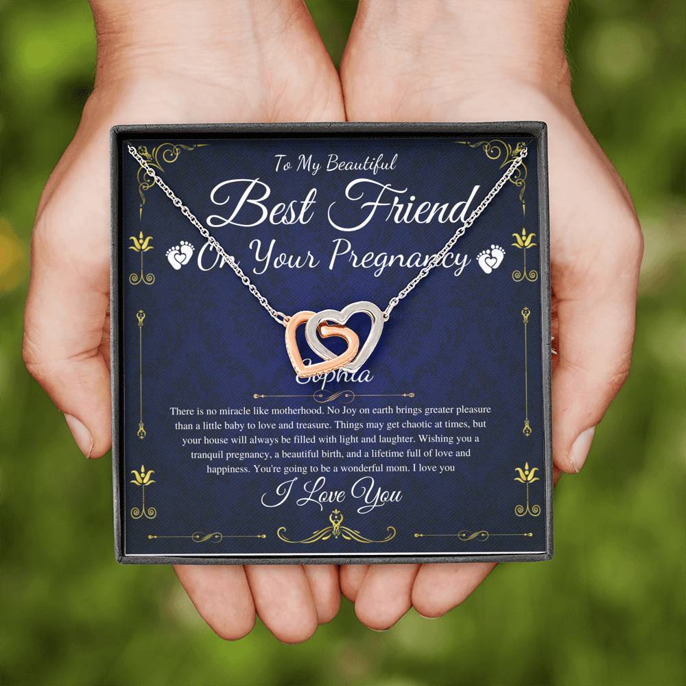 Best Friend Gift On Pregnancy, Pregnant Friend Gift For Best Friend Baby, Soon To Be Mom Gift, Pregnancy Necklace, Interlocking Heart #0219