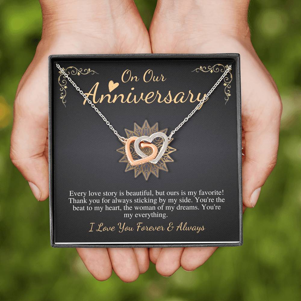 Anniversary Gift For Wife, Girlfriend Anniversary Gift, Anniversary Jewelry, Anniversary Necklace, Wife 1st Anniversary, Linked Heart #0619