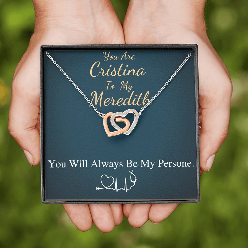 You Are The Cristina To My Meredith Necklace, Grey's Anatomy, Best Friend Gift, Grey Anatomy Gift, My Person Necklace, Linked Heart #0579