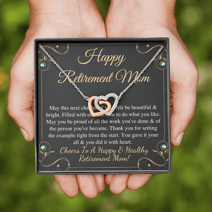 Initials Hearts, Mom Retirement Necklace Gift, Retirement Gift For Mom, Gift For Retiring Mother, Happy Retirement Gift, Best Retirement
