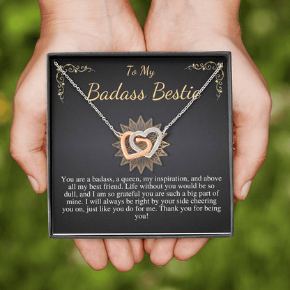 To My Badass Bestie Necklace, Gift For Friends, BFF Gift, Friendship Gift, Friendship Necklace, Friend Christmas Gift,Linked Heart #0594