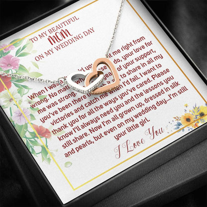 Interlocking Hearts Necklace, To Mom On My Wedding Day, Mother Of The Bride Necklace From Bride, Mother Of The Bride Gift From Daughter#0025