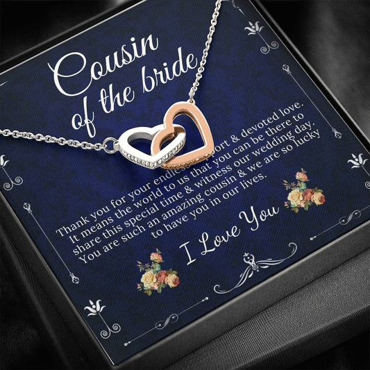 Interlocking Heart, Cousin Of The Bride Necklace Gift, Wedding Gift From Bride And Groom, Bridal Party Thank You Gift, Gift For Cousin #0139