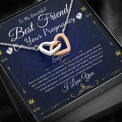Best Friend Gift On Pregnancy, Pregnant Friend Gift For Best Friend Baby, Soon To Be Mom Gift, Pregnancy Necklace, Interlocking Heart #0219