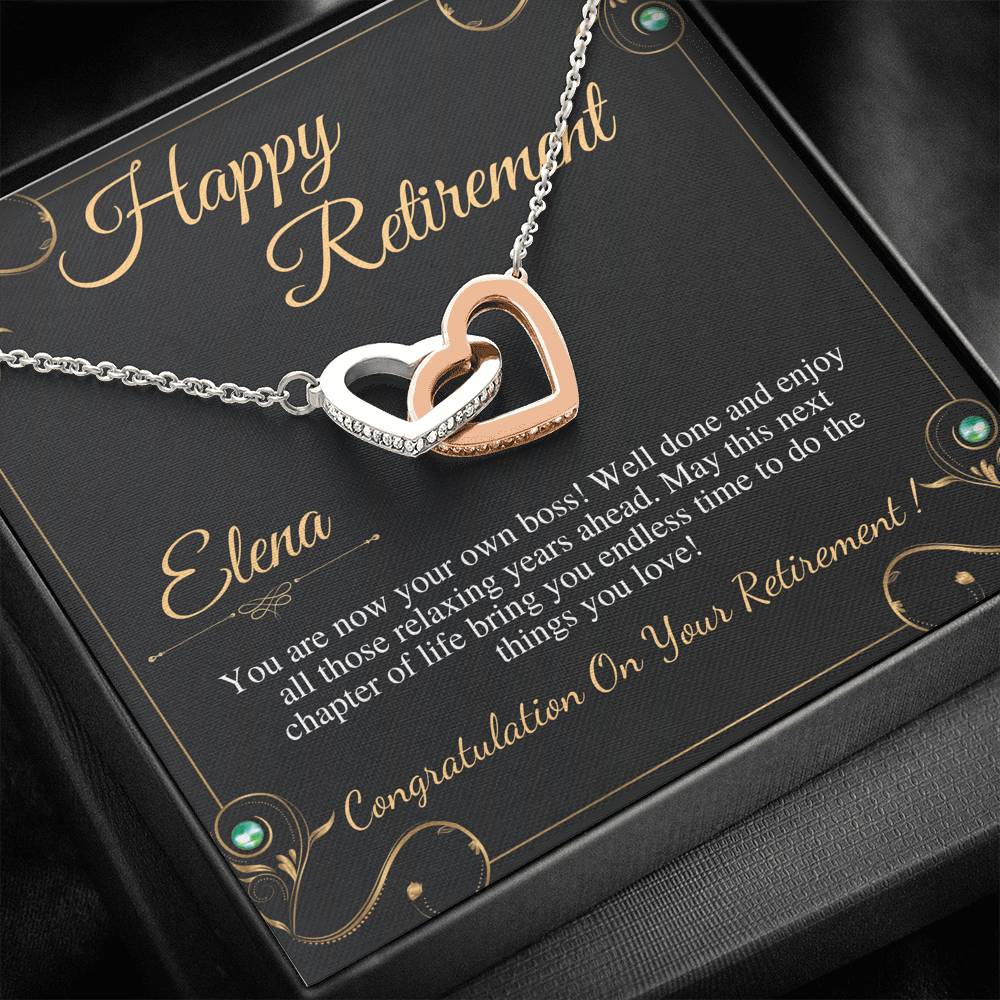 Retirement Gifts for Women Necklace, Teacher Retirement Gift Necklace For Women Coworker Retirement Gift For Nurses Interlocking Heart #0358 elena