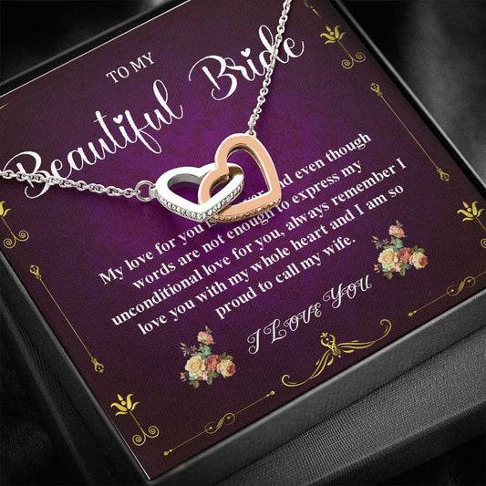 Interlocking Heart, Wedding Day Gift For Bride From Groom, To My Bride Gift From Groom, Groom To Future Wife, Engagement Gift For Her #0044