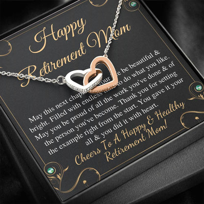 Initials Hearts, Mom Retirement Necklace Gift, Retirement Gift For Mom, Gift For Retiring Mother, Happy Retirement Gift, Best Retirement