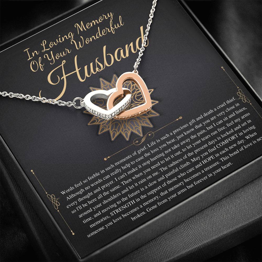 Loss of Husband Memorial Gift Husband In Memory of Husband Sorry for Your Loss of Spouse Loss of Loved One , Interlocking Heart #0303