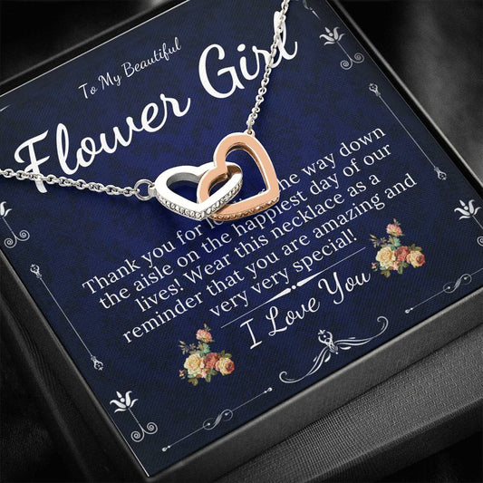 Interlocking Heart, Flower Girl Gift, Flower Girl Necklace, Bridal Party Gifts On Wedding Flower Girl Proposal, Junior Bridesmaid Gift #0125