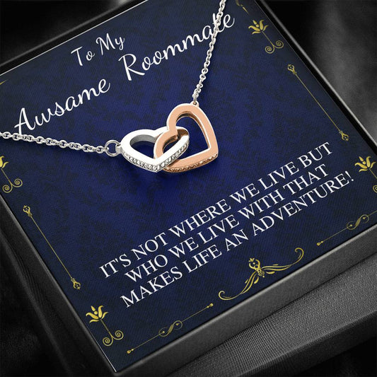 Gift for Roommate, Necklace for Roommate, Roommate Birthday Gift, Roommate Appreciation Gift, Roomie Christmas Gift, Linked Heart #0588