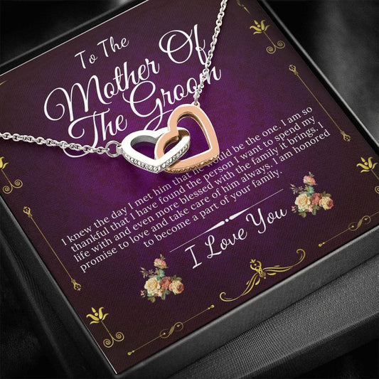 Interlocking Heart, Mother-In-Law Gift, Mother of the Groom Gift from Bride, Mother-In-Law Necklace/Jewelry, To My Mother-In-Law Card #0132
