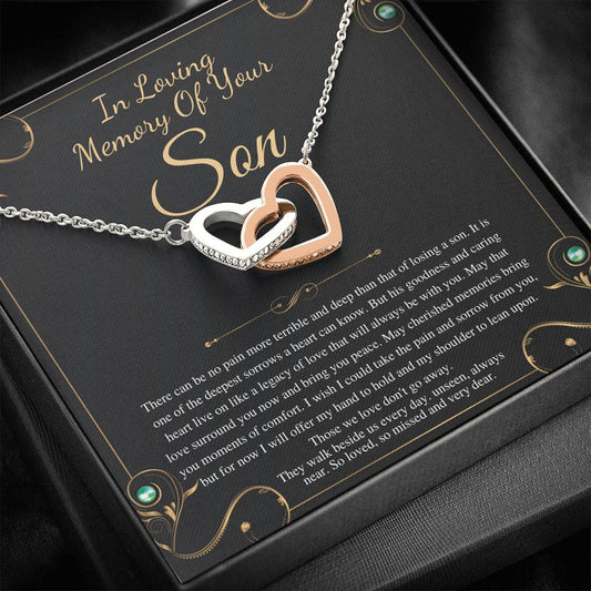 Memorial gift Son Loss of Son In Memory of Son Sorry for your loss of Son loss of loved one, bereavement gift, Interlocking Heart #0331