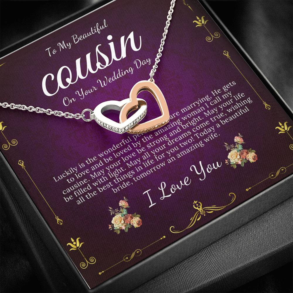 Interlocking Heart, Gift For Cousin Wedding Day Bride Gift From Cousin Bride necklace Gift For Cousin Wedding Gift For My Cousin #0109