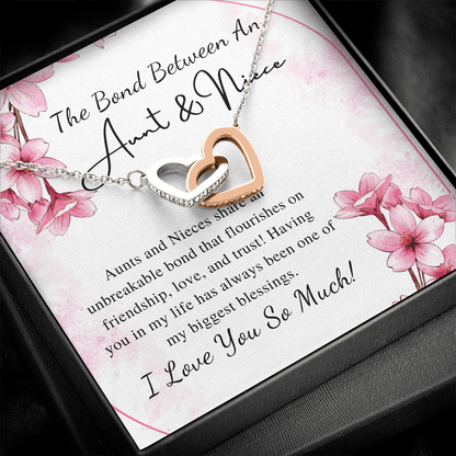 Aunt and Niece Necklace Gift Valentines Day Gift for Aunt Gift for Niece Gift from Aunt from Niece Two Connected Heart Birthday Necklace