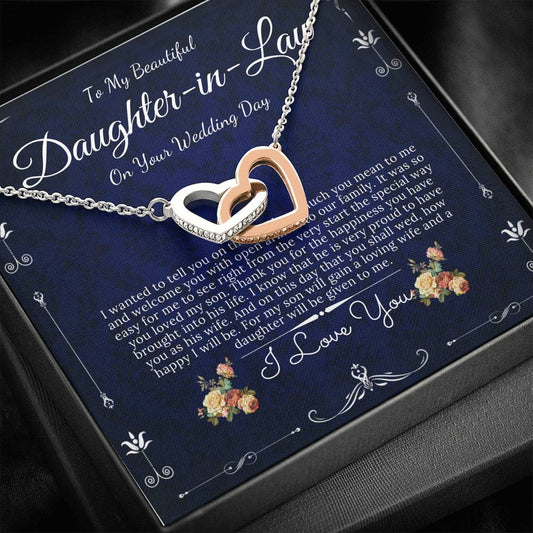 Interlocking Heart, Gift For Daughter In Law On Her Wedding, Daughter In Law Gift Wedding Jewelry For Bride Jewelry From Mother In Law #0077