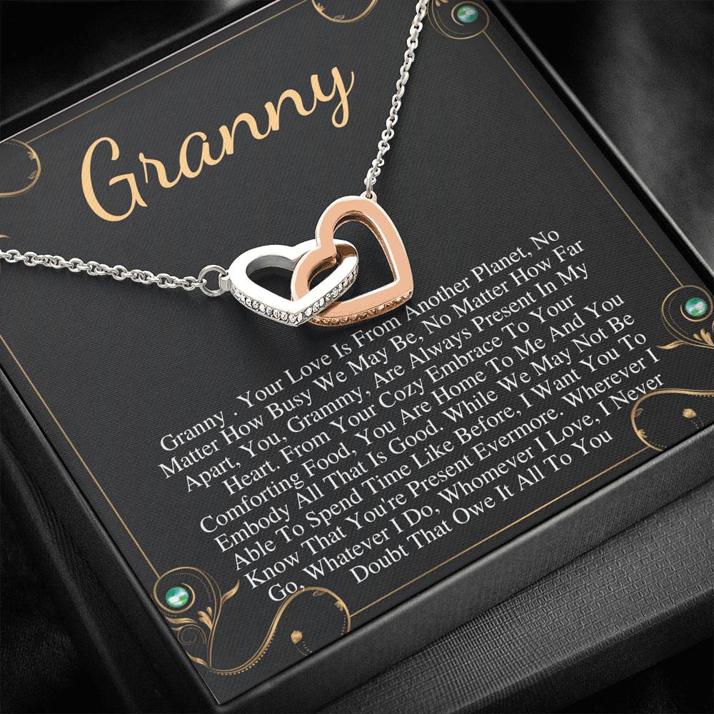 Gift For Granny Necklace, Granny Birthday Gift From Granddaughter/Grandson To Granny Necklace Granny Bday Gift Idea, sInterlock Hearts #0500