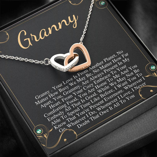 Gift For Granny Necklace, Granny Birthday Gift From Granddaughter/Grandson To Granny Necklace Granny Bday Gift Idea, sInterlock Hearts #0500