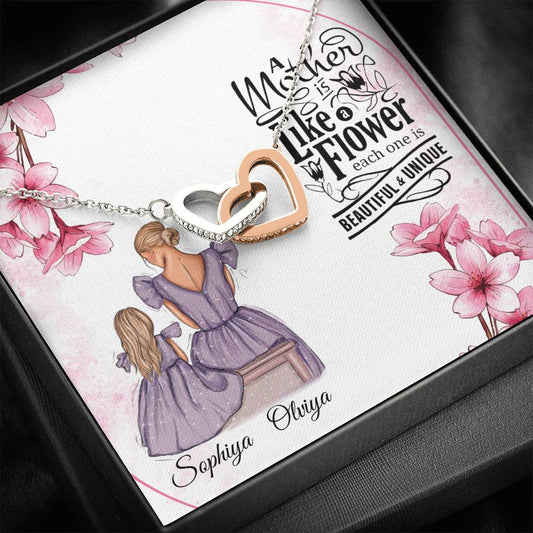 To My Beautiful Mom, Mother Gift Jewelry, Gift For Mother From Daughter, Necklace Gift For Mom, Gift Thank You Mom, Interlock Heart #0516