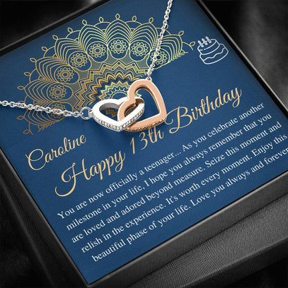 13th Birthday Girl Gift, Teen Birthday Gifts, 13th Birthday Jewelry, Thirteenth Birthday necklace, Gift for 13 year old, Message card #0684