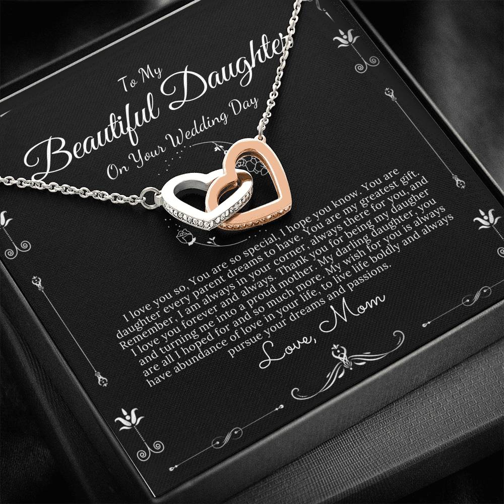 Interlocking Heart, Bride Gift from Mom to Daughter on Wedding Day gift for Daughter on wedding day from Mother to Daughter On Wedding #0062