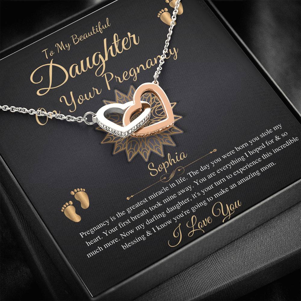 Pregnant Daughter Gift From Mother,First Time Mom Gift For Daughter, Congratulations Pregnancy Gift, New Mom Necklace, Interlocking Heart #0211