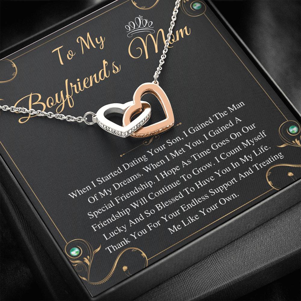 Boyfriends Mom Gift, Boyfriend Mom Gift Birthday, BF Mom Necklace, Christmas Gift For Boyfriend Mom, Mother Day's Gift Interlock Heart #0424