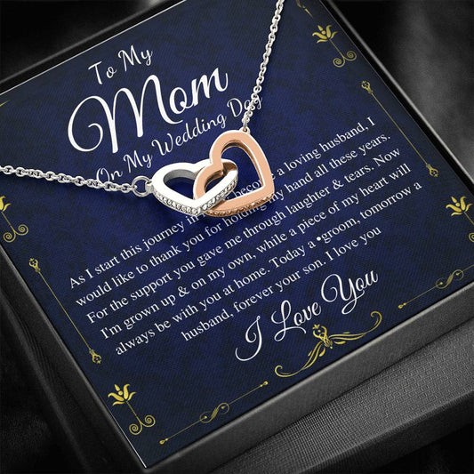 Interlocking Heart,Groom To Mother Gift,Son To MoM On Wedding Day Necklace,,Mom Of The Groom Gift From Son, Mom Wedding Gift From Son #0177