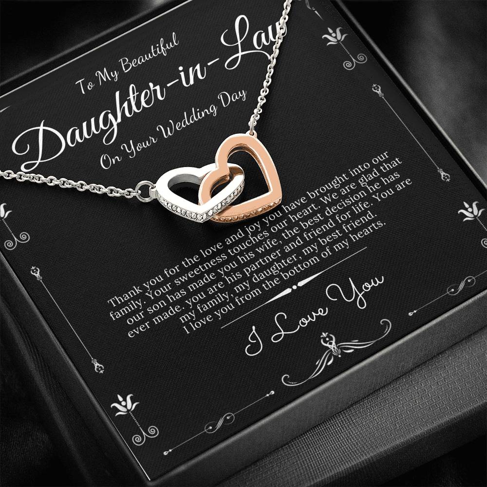 Interlocking Heart, Gift For Daughter In Law On Her Wedding, Daughter In Law Gift Wedding Jewelry For Bride Jewelry From Mother In Law #0080