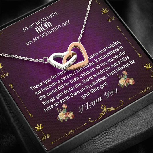 Interlocking Hearts Necklace, To Mom On My Wedding Day, Mother Of The Bride Necklace From Bride, Mother Of The Bride Gift From Daughter#0026
