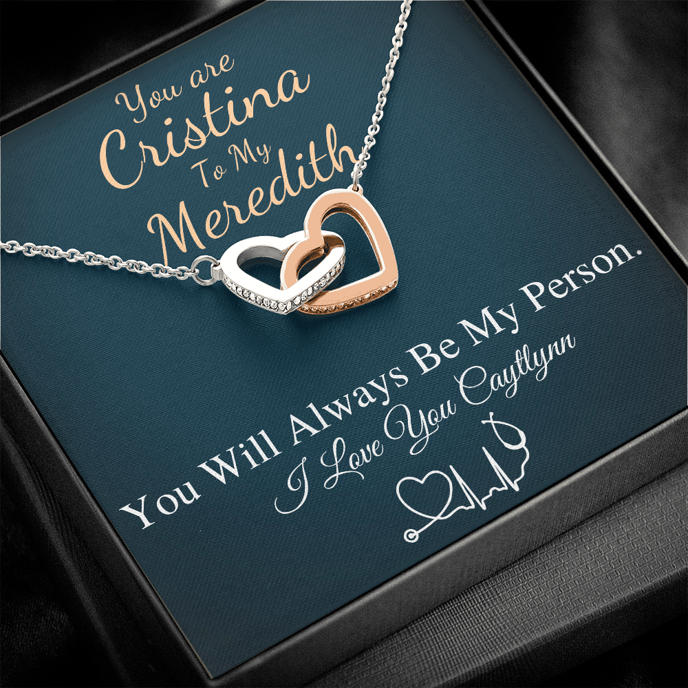 You Are The Cristina To My Meredith Necklace, Grey's Anatomy, Best Friend Gift, Grey Anatomy Gift, My Person Necklace, Linked Heart #0579 caytlynn