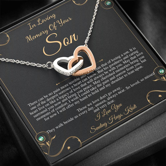 Memorial gift Son Loss of Son In Memory of Son Sorry for your loss of Son loss of loved one, bereavement gift, Interlocking Heart #0331 kristi