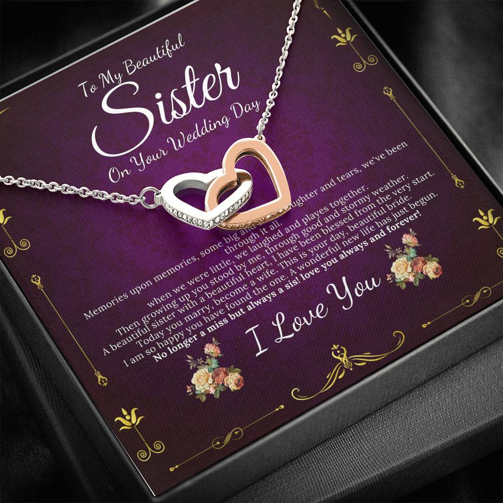 Interlocking Heart Sister Wedding Gift from Sister Wedding Day Gift for Bride from Sister Rehearsal Dinner Gift from Brother to Sister #0089