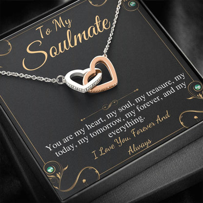 To my soulmate necklace, You are my heart, my soul, forever and always, wife gift, girlfriend gift, Wife Anniversary Gift,Linked Heart #0627