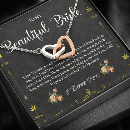 Interlocking Heart, To My Bride Gift From Groom, Groom To Future Wife, Engagement Gift For Her, Wedding Day Gift For Bride From Groom #0043