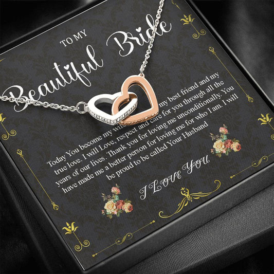 Interlocking Heart, To My Bride Gift From Groom, Groom To Future Wife, Engagement Gift For Her, Wedding Day Gift For Bride From Groom #0043