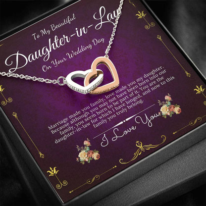 Interlocking Heart Necklace, Daughter In Law Gift On Wedding Day, Future Daughter In Law, Daughter In Law Wedding Gift Mother In Law, #0078