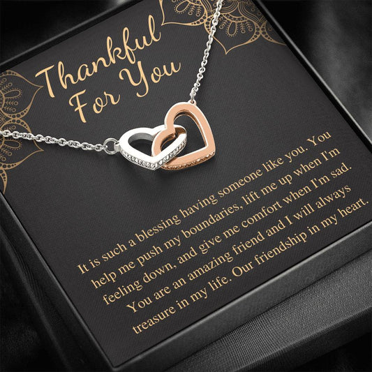 Thank You Gift For Friend, Thankful For You Thanksgiving Gifts For Best Friend Appreciation Necklace Gift, Christmas Gift,Linked Heart #0577