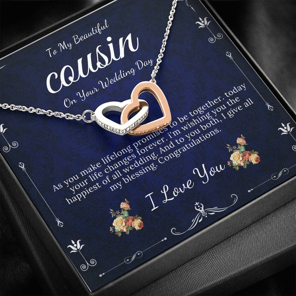 Interlocking Heart, Gift For Cousin Wedding Day Bride Gift From Cousin Bride necklace Gift For Cousin Wedding Gift For My Cousin #0110