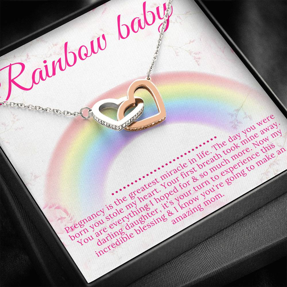 Rainbow Baby Gift for Mom, Rainbow Baby Card, Godchild Gift,Miracle Baby,Rainbow Baby Shower Gift,After Miscarriage,Interlocking Heart #0230